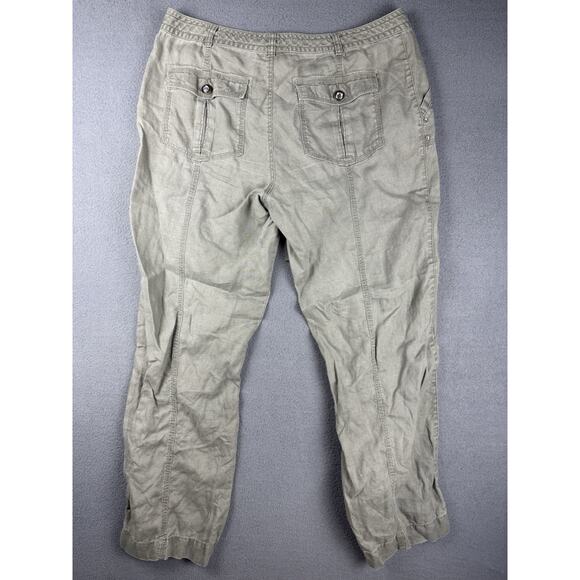 INC International Concepts Women Pants 14 Gray Beige Linen Wide Leg - Picture 8 of 8